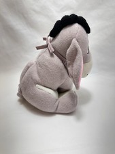 Vintage Walt Disney World Baby Eeyore 12" Bean Bag Plush Gray Pink Bow NWT