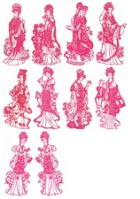 Paper Cuts 10 Beauties Large Set 10 Red Color Separate Pieces XA