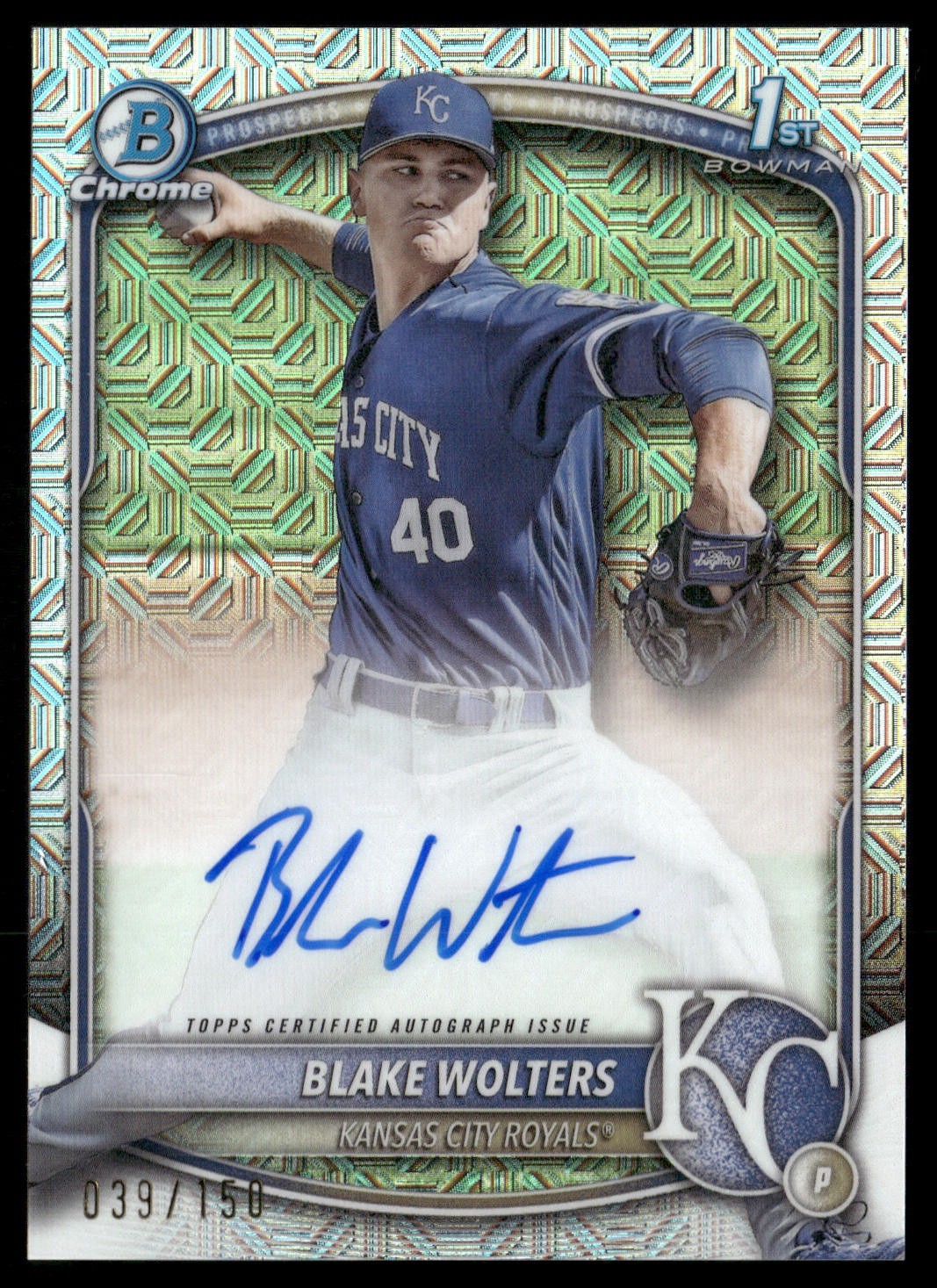 2025 Bowman Chrome Blake Wolters Auto Royals HTA Choice Refractor /150 CPA-BW