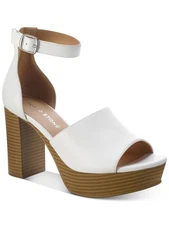 SUN STONE Womens White 1-1/2" Platform Maisiee Toe Block Heel Heeled Sandal 10 M