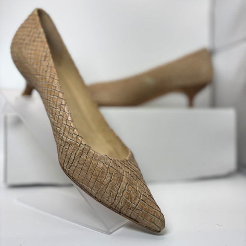 Stuart Weitzman Snakeskin Leather Kitten Heels Size 4.5M Spain Vintage