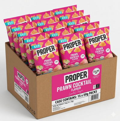 Proper Chips Garnelen Cocktail Geschmack Linsenchips, Glutenfrei 50g, 15er Pack