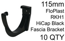 10 Pack 115mm FloPlast RKH1 Fascia Bracket HiCap Deepflow Black Gutter