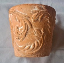 NEU!Mediterrane DEKO Ton Topf VASE"Olive" 7x12x12xm HANDARBEIT NP:14,99 Portugal