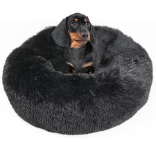 Black Dog Beds for Medium Dogs Washable Calming Bed for Dogs 28 Inches Black ...