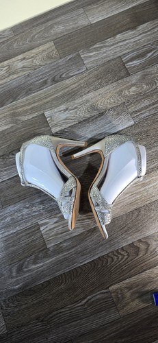 Antonio Melani Heels Womens 7.5M Silver T-Strap Rhinestone Stiletto Sandals - Picture 4 of 13