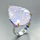 Vintage 37 ct Natural Lavender Quartz Ring 925 Sterling Silver Size 8 /R470994