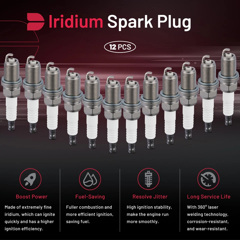 Set of 12 Iridium Spark Plugs 2382 for Isuzu Amigo Axiom Rodeo Rodeo Sport - Изображение 4 из 4