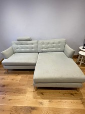 Sofology Osca 4 Seater Chaise Sensation Blue Fabric Sofa + Headrest