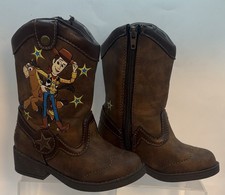 Disney Toy Story Woody Bullseye Cowboy Boots Side Zip Brown Toddler Boys Size 5