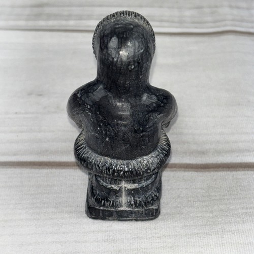 Vintage Wolf Original Hand Made Soapstone Eskimo And Sled Sculpture Canada - Picture 4 of 16