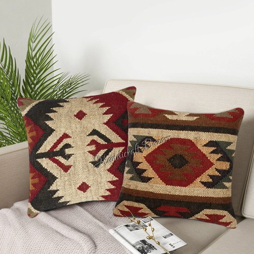 Throw Pillow Cushion Cover Wool Jute Pillow Cases Jute Home Decor 2 Pcs Christma - Picture 28 of 75