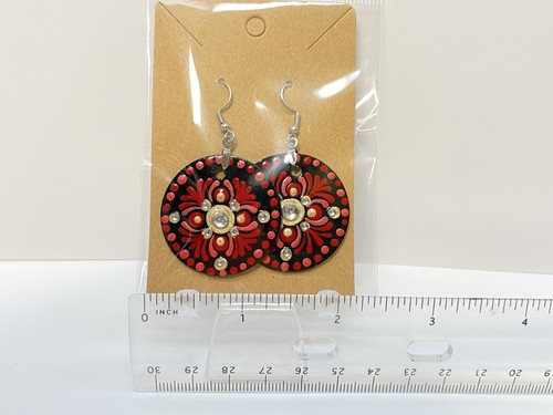 Hand Painted Mandala Dot Art Dangling Earrings By JaDeL