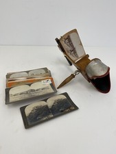 Antique Wood And Metal Stereoscope 22 Stereographs Cards World Travel /ro