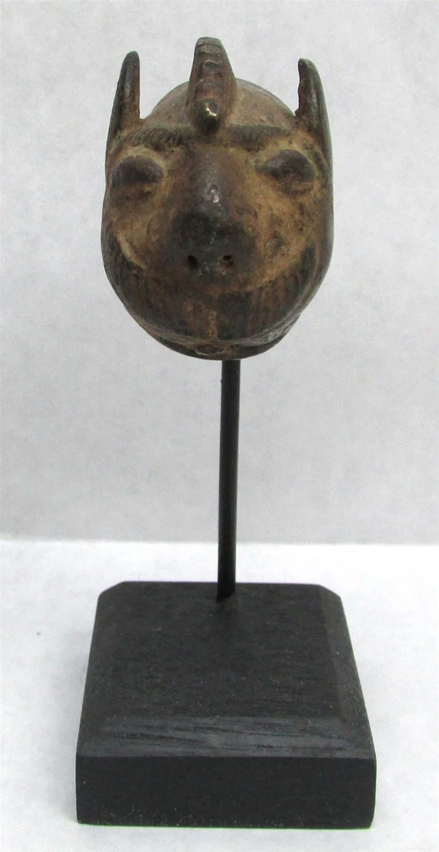 19th CENTURY INDIA BRONZE TIGER HEAD CANE HANDLE WITH DISPLAY BASE - Изображение 3 из 4