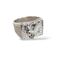 MENS 925 SILVER AND CRYSTALS RING WITH EAGLE