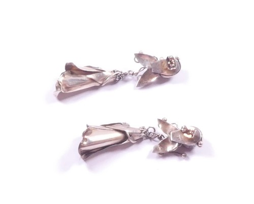 Pendientes colgantes grandes de granate vintage de plata de ley 925 14,6 g - Imagen 3 de 7