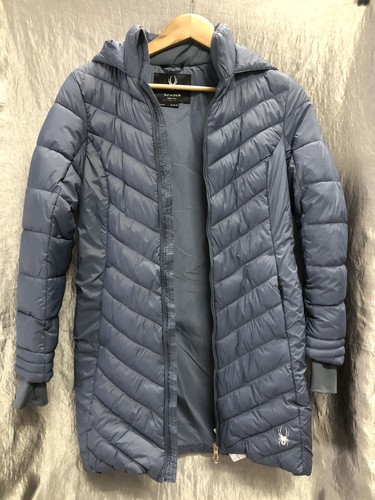 Blue Hooded Long Puffer Jacket - S - Picture 2 of 13