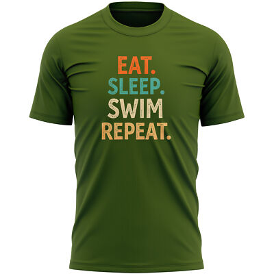 Essen Schlaf Schwimmen Wiederholen T-Shirt für Männer Shirt Geschenk Sport Event Ihn Papa Oma...