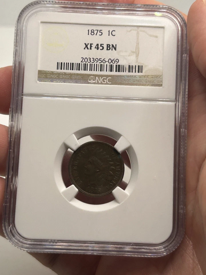 1875 Indian Head Cent Coin - NGC XF-45 Brown! Better Date! Nice Eye Appeal*** - Image 4 of 4