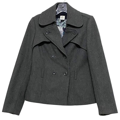 Old Navy Wool Pea Coat Jacket Womens S Gray Light Academia Citycore Officecore