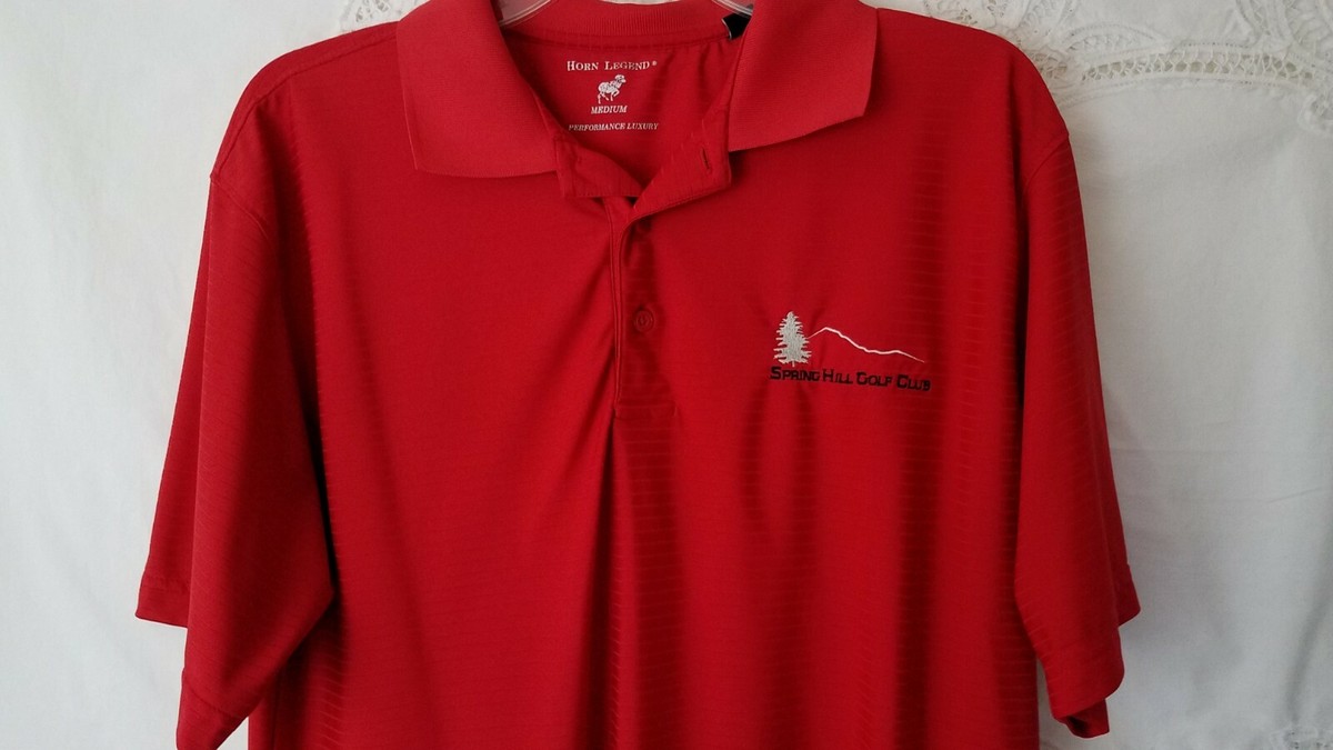 Horn Legend Medium Men's Red Golf Shirt Short Sleeve Over Head