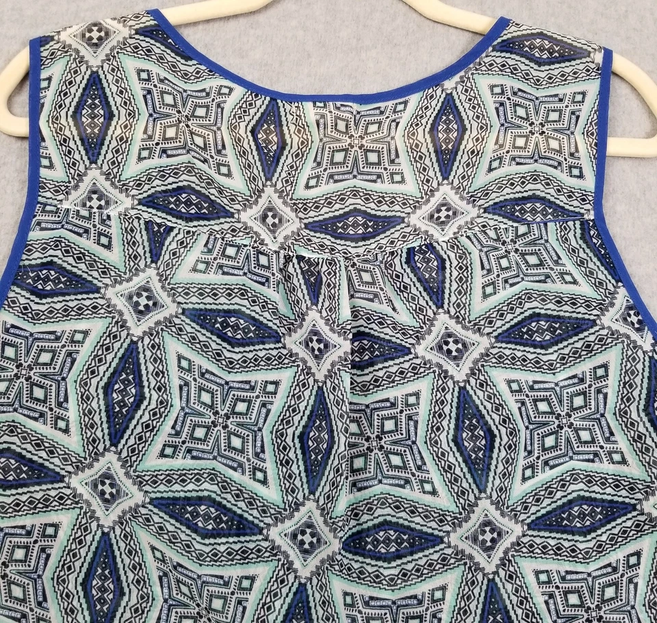 眼影背心女式 3X Plus 几何无袖打褶高低透明 — 第 4/4 张图片