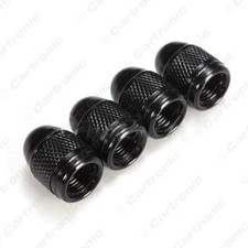 Metallic BLACK Metal Steel Dust Valve Wheel Tyre Caps (DC4) fits Classic (N)