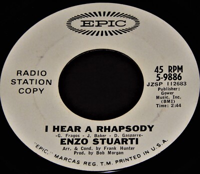 Vintage Record, ENZIO STUARTI: I HEAR A RHAPSODY, PROMO, 45rpm, 1966, Pop