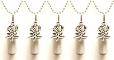 Set of FIVE Brushed Silver ROSE CREMATION URN Necklaces w/Pouches Fill Kit