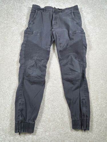 Cotton On Mens Size 32X28 Black Urban Jogger Jeans Zip Ankle FLAW READ
