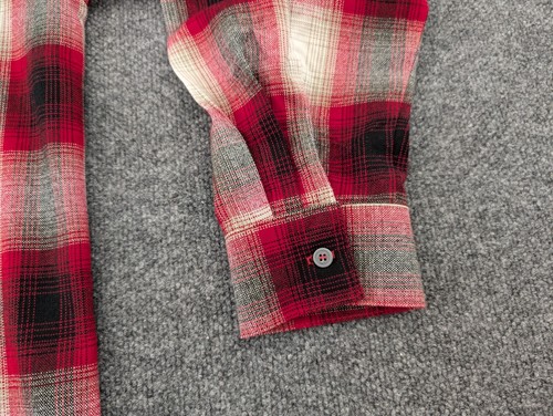 CALTOP Shirt Men's 3XL Red Plaid Flannel Open Pocket Long Sleeve Ombre USA - Picture 8 of 13