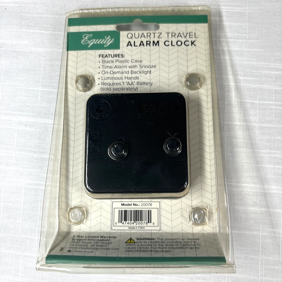 Equity Quartz Travel Alarm Clock New 2.5" x 2.5" - Image 2 of 4