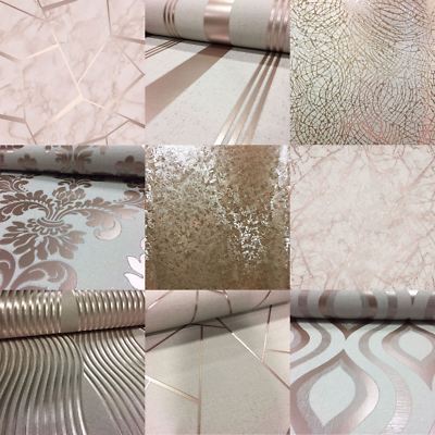 Rosegold Tapete verschiedene Designs Luxus Glitzereffekt Metallic Modern Glänzend