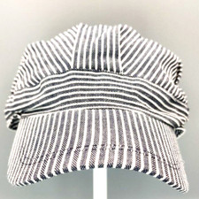 Adult Child Blue and White Striped Railroad Engineer Train Conductor Hat Adjustb