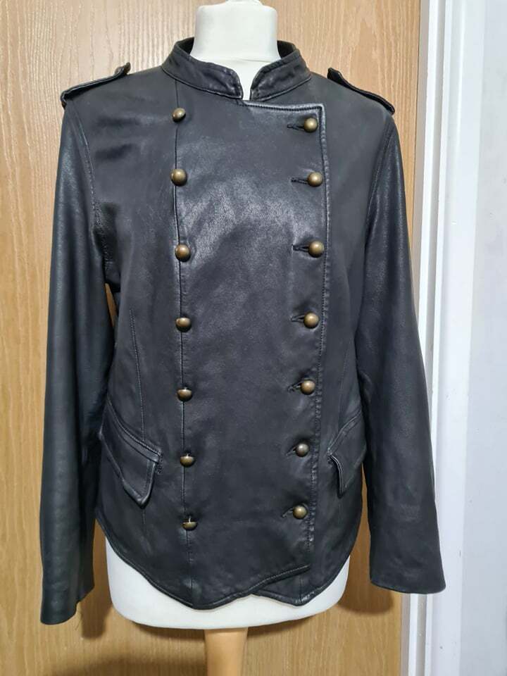 Giacca Joie in pelle di agnello con fodera in seta doppia fila bottone taglia L