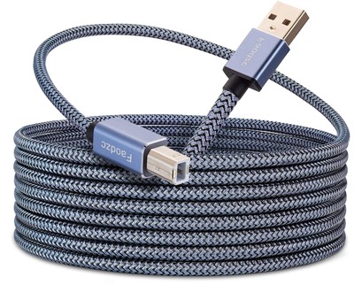 Printer Cable 25 ft Long USB Printer Cord 2.0 Type A Male to B Male Printer