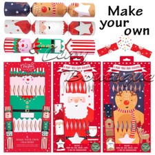 6 Pack Make Your Own Christmas Crackers 12" Set with Hats & Jokes