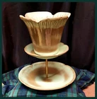 Frankoma Prairie Green 3-Tiered Serving piece + Flower Pot top 10" Diameter