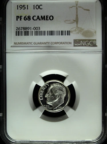 1951 NGC Proof 68 Cameo Roosevelt Silver Dime ☆☆ Great For Sets ☆☆ 003