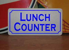 LUNCH COUNTER Metal Sign Restaurant Bar PHARMACY 40's 50's Vintage Art Deco