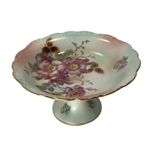 Bavaria Schumann Arzberg Germany Wild Rose Pedestal Compote Dish 8” Vintage