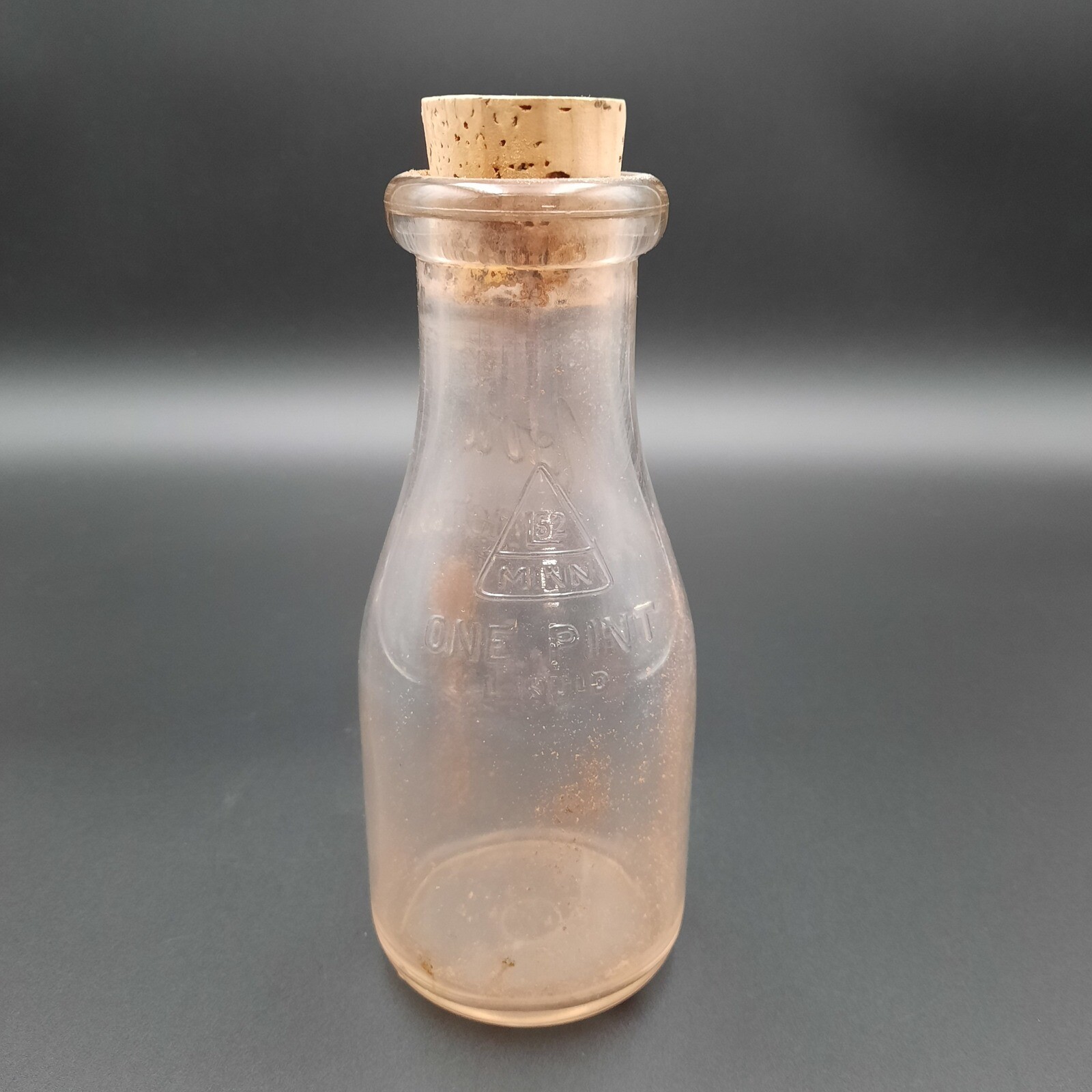 Vintage Norris Creameries 1 Pint Milk Bottle with Cork Stopper  