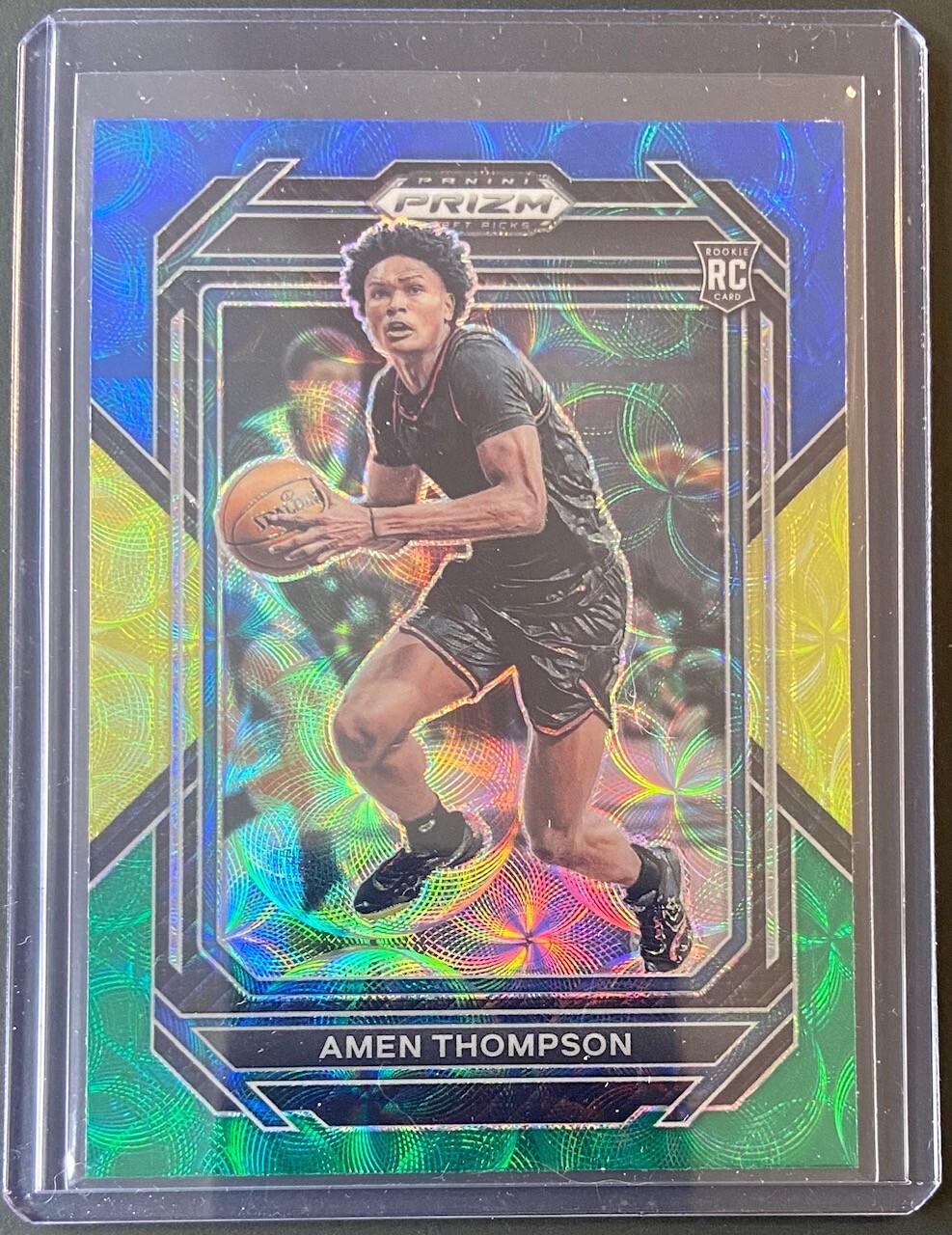 2023-24 Panini Prizm Draft Picks Amen Thompson RC Blue Yellow Green Prizm #4