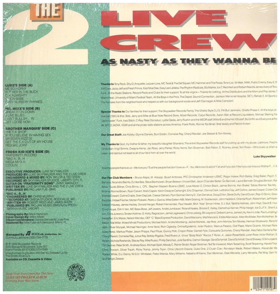 2 Live Crew, The - As Nasty As They Wanna Be '89 2xLP US ORG!VG+/EX- W/S - Image 2 of 4