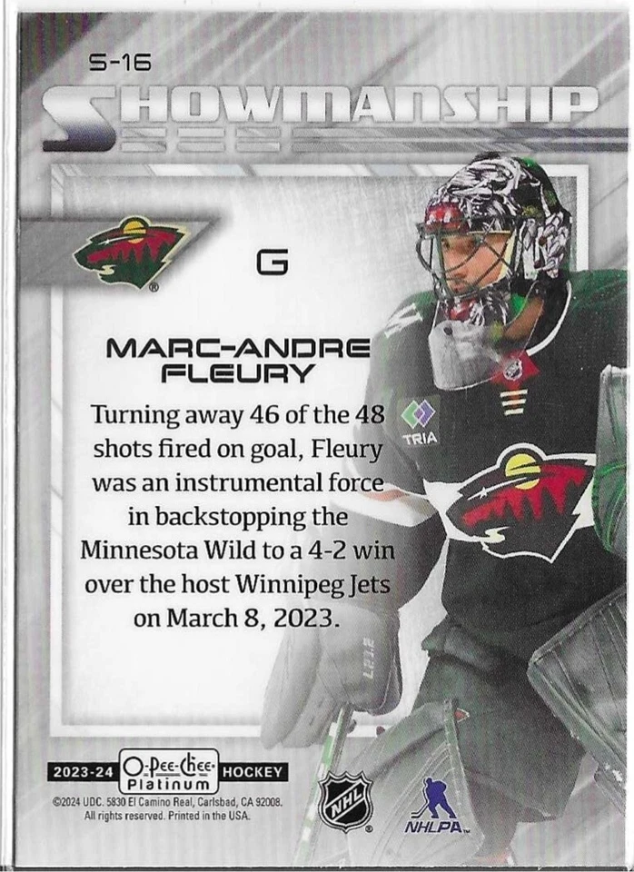 MARC-ANDRE FLEURY 2023-24 O-PEE-CHEE SNOWMANSHIP PLATINUM - Image 2 of 2