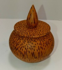 Bali Coconut Wood Round Trinket Box