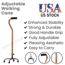 Quad Cane Small Base Bariatric 300lbs Walking Aid Medical Mobility Adjustable