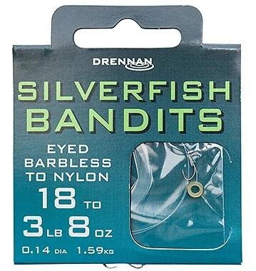 Drennan Silverfish Bandits Eyed Barbless Hooks To Nylon