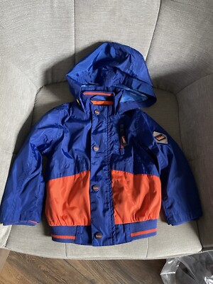 Ted Baker Baby Boy Coat Jacket Orange Blue Lightweight Hood Rain